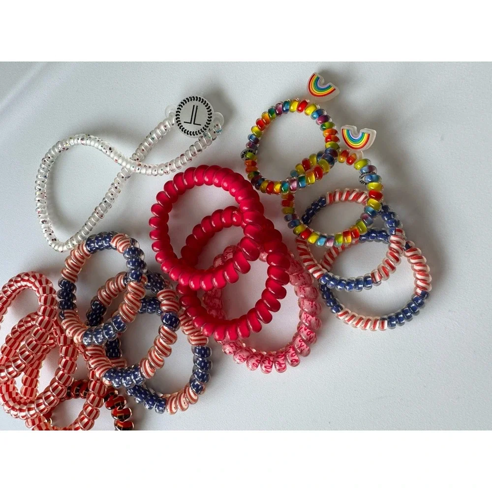 TELETIES Spiral Hair Coils Ponytail Hair Ties Combo Set Variety Sizes NWOT